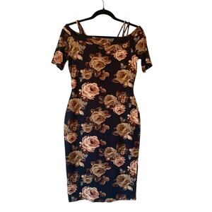 Love J Women's M NWT Whimsigoth Floral Strappy Cold Shoulder Bodycon Soft Dress